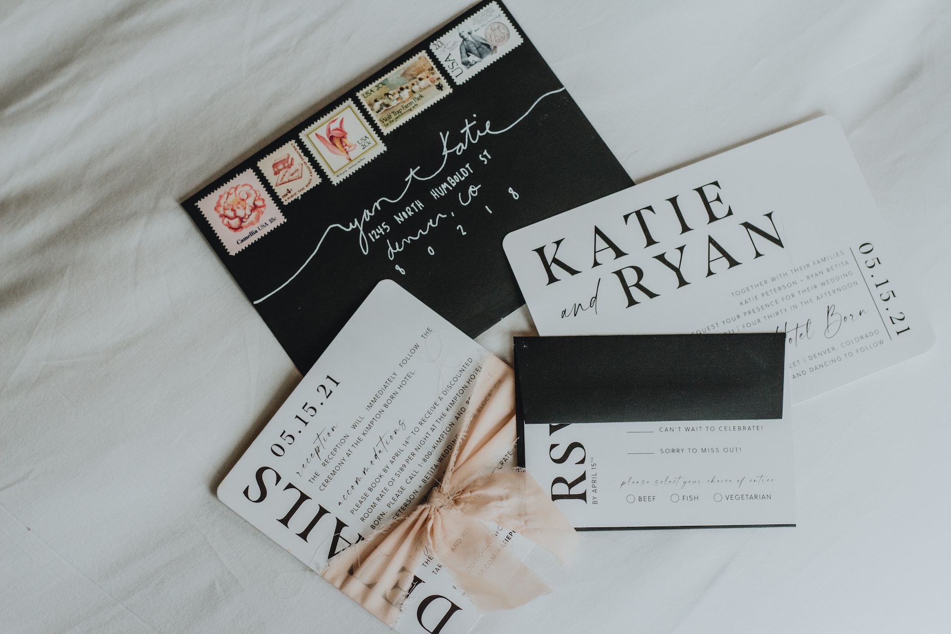 black and white wedding invitation collection